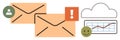 Email Communication and Cloud Data Analysis with Notifications and User Interaction Royalty Free Stock Photo