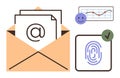 Email communication with secure access, user feedback, and performance analytics visualization Royalty Free Stock Photo