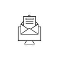 Email, computer, send icon. Simple line, outline vector of information transfer icons for ui and ux, website or mobile application Royalty Free Stock Photo