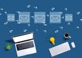 Email concept with computers with a light bulb Royalty Free Stock Photo