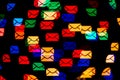 Email concept. Many colorful envelopes abstract bokeh lights background Royalty Free Stock Photo