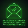 Email confirmation neon light icon