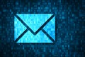 Email and cyber security concept. Phishing, hacking, virus and account theft dangers. Illustration with blue e-mail icon and