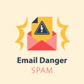 Email danger, fraud letter, receive virus or spam, phishing alert, threat protection