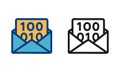 Email Digital envelope with binary code data inside for online communication, IT Network Communication Technology Icon Royalty Free Stock Photo