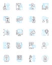 Email engine linear icons set. Inbox, Drafts, Sent, Compose, Attachments, Spam, Trash line vector and concept signs