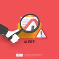 email envelope attention warning attacker alert sign with exclamation mark. internet danger concept. shield line icon for VPN. Royalty Free Stock Photo