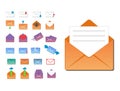 Email envelope cover icons communication and office correspondence blank cover address design paper empty card business