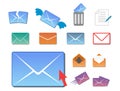 Email envelope cover icons communication and office correspondence blank cover address design paper empty card business