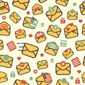 Email envelope cover icons seamless pattern vector set. Royalty Free Stock Photo