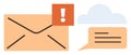 Notification Alert on Email with Cloud Storage and Messaging Concept Royalty Free Stock Photo