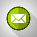 Email, envelope green vector icon, flat design letter symbol