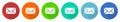 Email, envelope icon set, flat design vector illustration in 6 colors options for webdesign and mobile applications Royalty Free Stock Photo