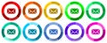 Email, envelope icon set, mail flat design vector illustration in 10 colors options for mobile applications and webdesign Royalty Free Stock Photo