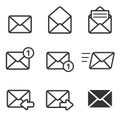 Email envelope icon vector illustration. Set of envelopes. Symbol of mail, communication, communication Royalty Free Stock Photo