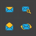 Email and envelope icons on Dark