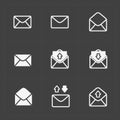 Email and envelope icons on Dark