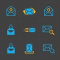 Email and envelope icons on Dark