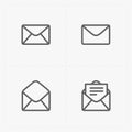 Email and envelope icons on White Background