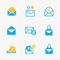 Email and envelope icons on White Background