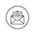 Email envelope with letter inside doodle illustration in circle. Message sent Royalty Free Stock Photo