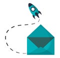 Email envelope open rocket startup