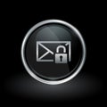 Email envelope padlock icon inside round silver and black emblem Royalty Free Stock Photo