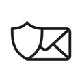 Email or envelope security. Vector illustration. Emailing and communication Shield. Data protection and security