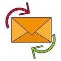 Email envelope with send and receive arrows