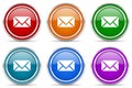 Email, envelope silver metallic glossy icons, set of modern design buttons for web, internet and mobile applications in 6 colors Royalty Free Stock Photo