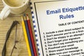 Email etiquette rules concept- instructions