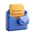 Email File Attachment 3D Icon for Secure and Efficient Digital Communication with a Professional Look