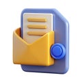 Email File Attachment 3D Icon for Secure and Efficient Digital Communication with a Professional Look