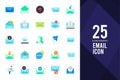 25 Email Flat icon pack. vector illustration Royalty Free Stock Photo