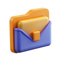 Email Folder 3D Icon for Well-Organized Inbox Management with a Professional and Digital Representation