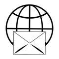 Email global shere symbol isolated in black and white