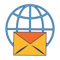 Email global shere symbol isolated blue lines