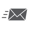 Email glyph icon, business and address, message