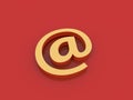 Email of gold on a red background. Royalty Free Stock Photo