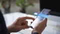 Email hacked warning alert notification, junk mail, scam malware spreading virus on message alert virtual on smartphone. potential