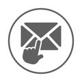 Email, hand, subscription icon. Gray vector sketch.