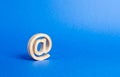 Email icon on blue background. internet correspondence. Contacts for business. Business tools. Internet and global communication,