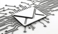 Email icon with circuit design, modern technology concept, digital communication Royalty Free Stock Photo