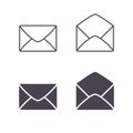 Email icon envelope set, open and closed envelopes vector isolated illustration Royalty Free Stock Photo