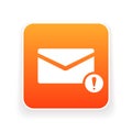 Email icon with exclamation mark. Email icon and alert, error, alarm, danger concept