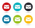 Email icon flat round button set illustration design Royalty Free Stock Photo