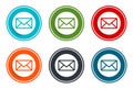 Email icon flat vector illustration design round buttons collection 6 concept colorful frame simple circle set Royalty Free Stock Photo