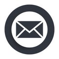 Email icon flat vector round button clean black and white design concept isolated illustration Royalty Free Stock Photo