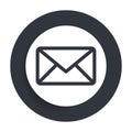 Email icon flat vector round button clean black and white design concept isolated illustration Royalty Free Stock Photo