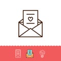 Email icon, Love sms or romantic message icons, Phone sign, Envelope line thin symbol. Vector illustration Royalty Free Stock Photo